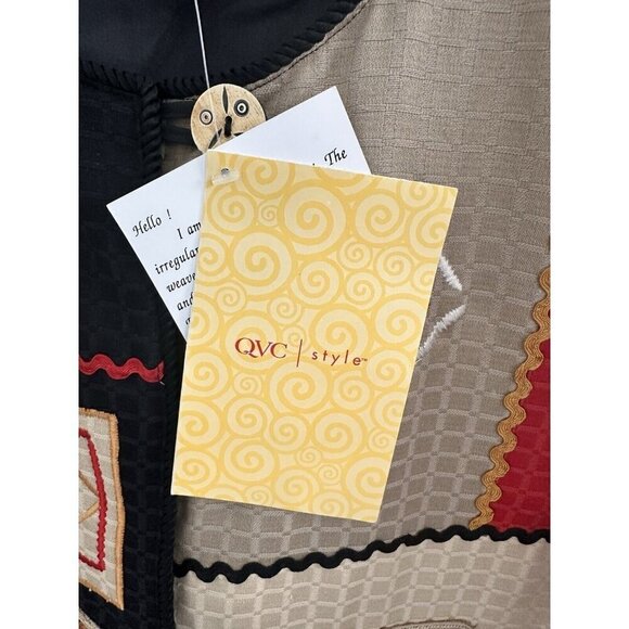 NWT INDIGO MOON Patchwork Applique Jacket 2X Button Artsy Hippie Boho Chic Aztec - Picture 9 of 13